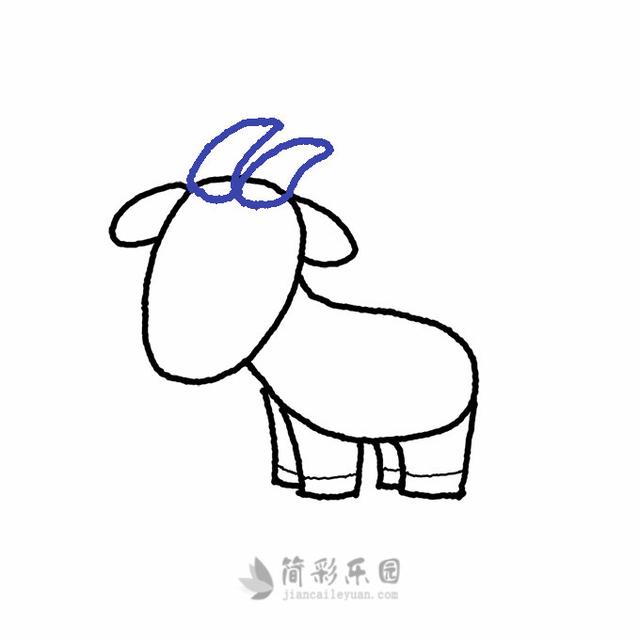 山羊简单画法步骤，儿童简笔画精选-如何用菱形