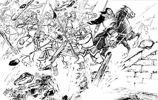 三英战吕布搞笑图，三国演义连环画中的人物山水图（三英战吕布是笑话）