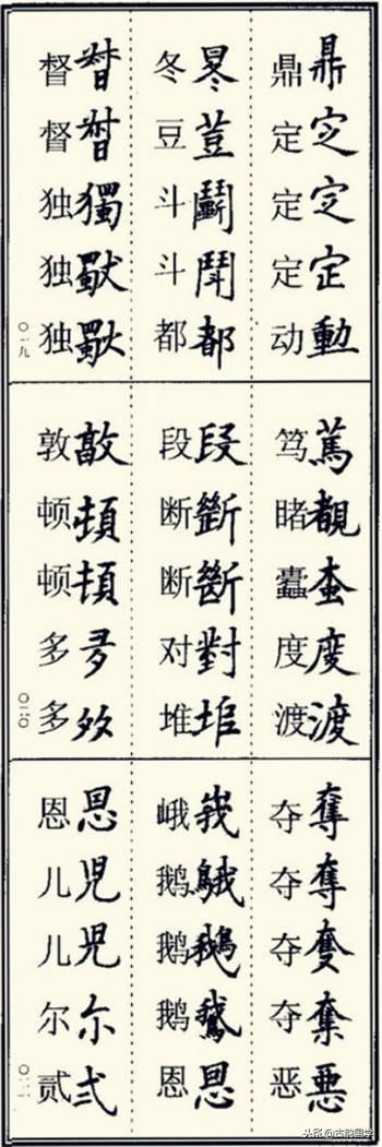 楷书异体字大全，写楷书最常用的986个异体字