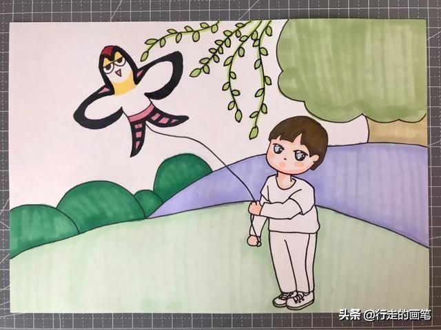 儿童绘画清明节简单画，清明节主题手抄报模板设计