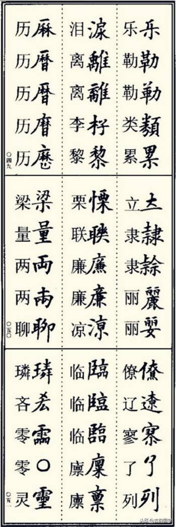 楷书异体字大全，写楷书最常用的986个异体字