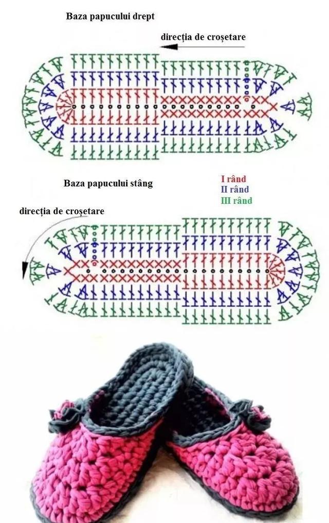 适合新手钩织的毛线拖鞋教程，家里有织女拖鞋不用买