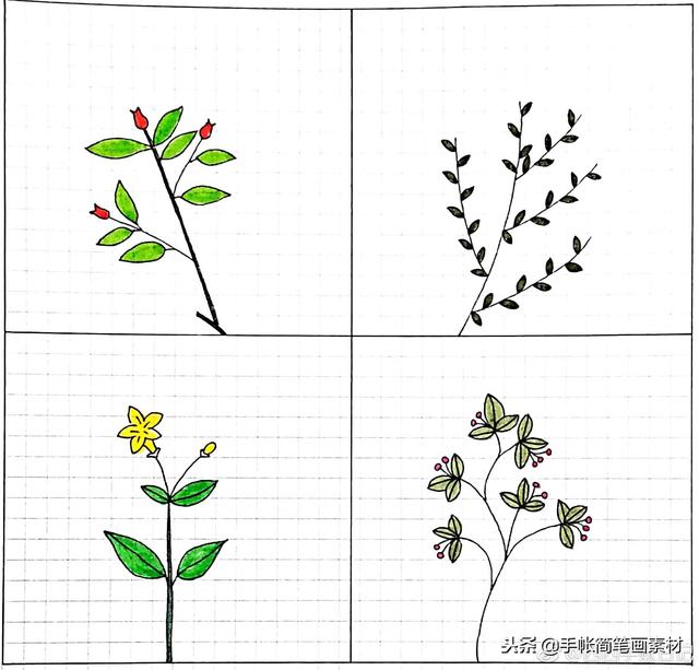 树的简笔画大全可爱简单，100+手帐素材简笔画