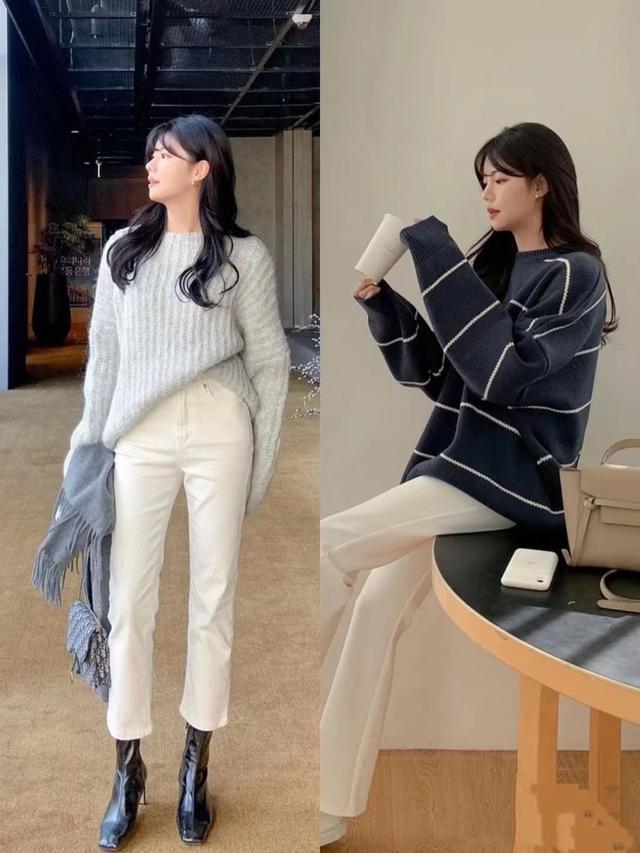 套头长款毛衣怎么搭配才好看，基础款毛衣也吸睛