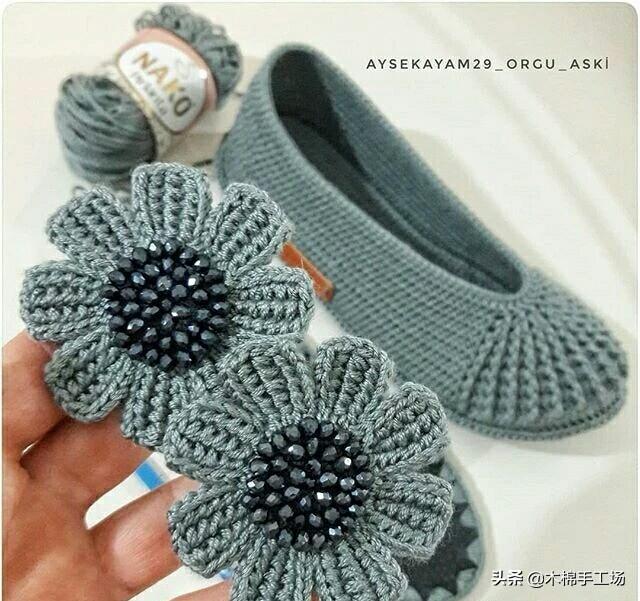 钩鞋子教程从头到尾纯色，像我这样手工钩编一双