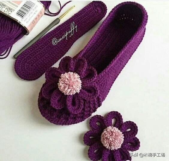 钩鞋子教程从头到尾纯色，像我这样手工钩编一双