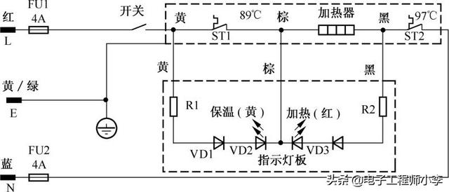 饮水机温控器图片，饮水机指示灯电路原理