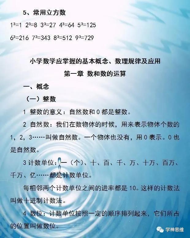 小学数学必背公式，小学数学1-6年级必背公式及范例