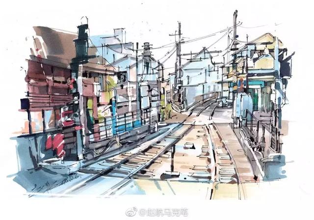马克笔画画大师作品，他用马克笔画出了不一样的重庆