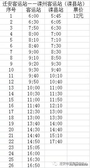 迁安车站最新时刻表，端午节小长假期间迁安汽车客运站加车了