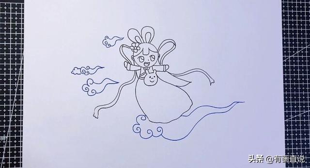 中秋节的嫦娥怎么画简单又漂亮，中秋节主题画第五款嫦娥画法