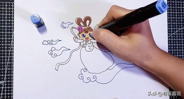 中秋节的嫦娥怎么画简单又漂亮，中秋节主题画第五款嫦娥画法