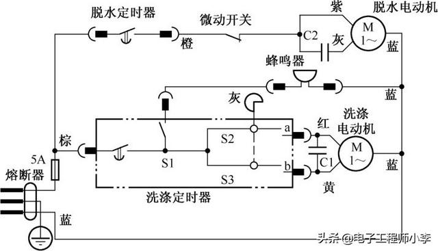 洗衣机电机接线图，洗衣机完整版电路图