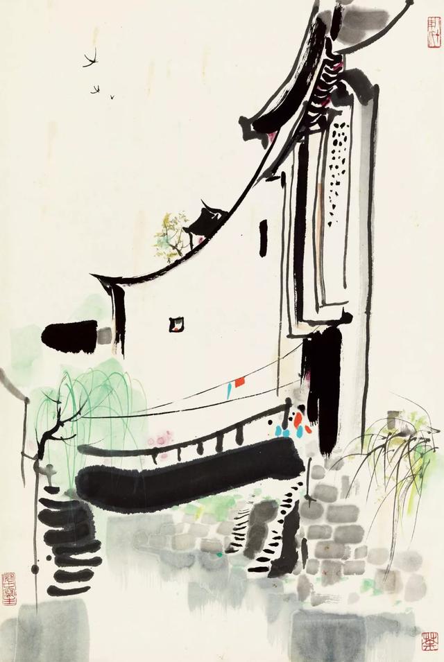 吴冠中江南水乡水墨画，江南水乡吴冠中水墨画（吴冠中笔下的别样江南）