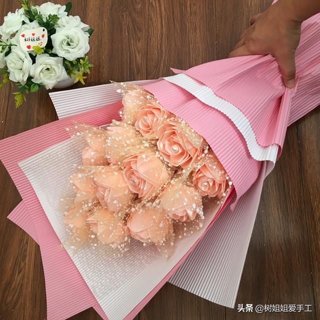 一束花怎么包装,包装纸怎么包花