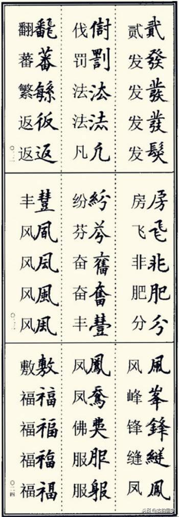 楷书异体字大全，写楷书最常用的986个异体字
