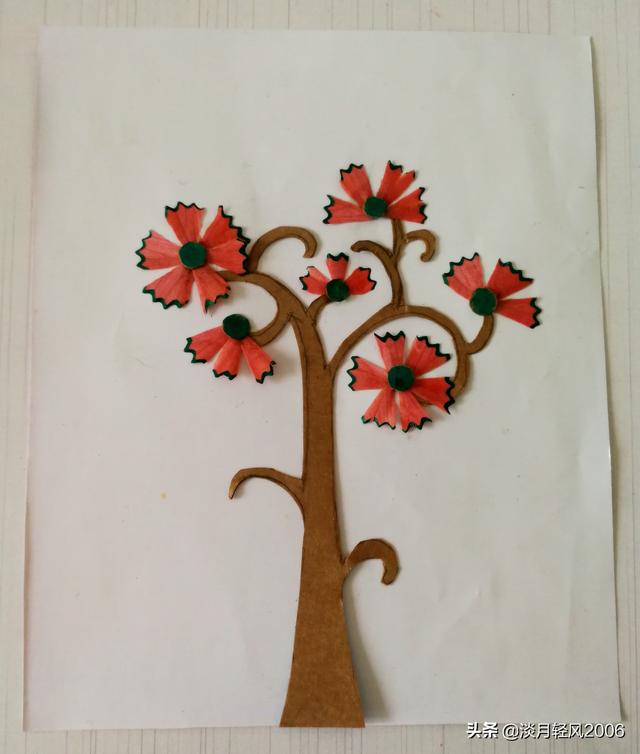 diy手工儿童贴画，带孩子一起用铅笔屑做贴画