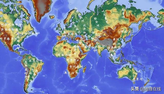 地图最大的河流，地形图看世界流域面积最大十条河流