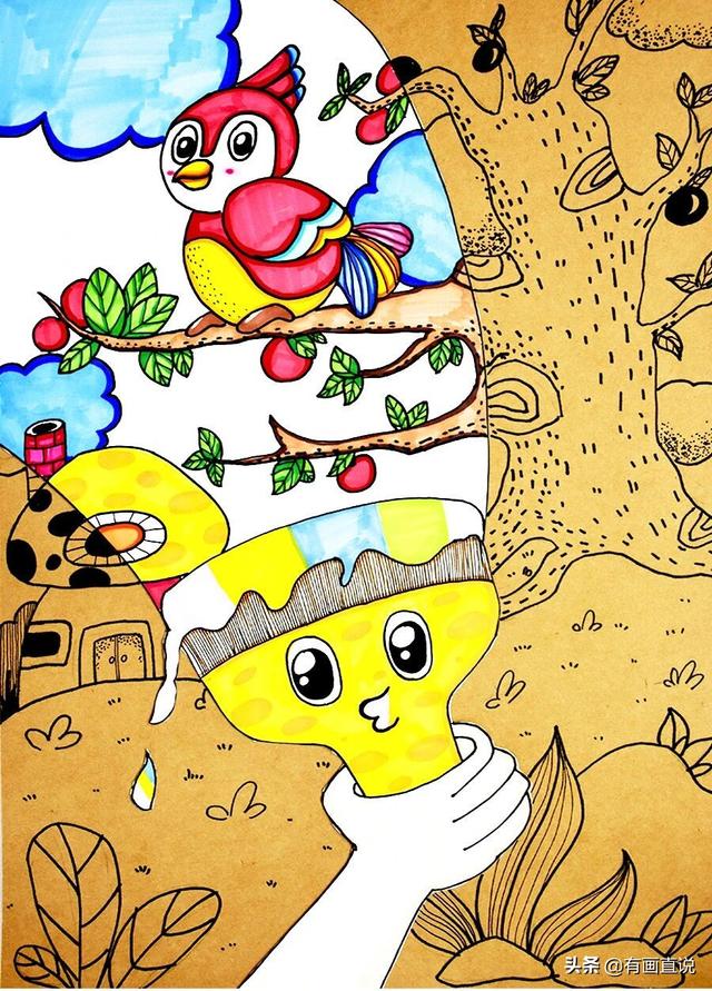 少儿画画图片大全，少儿绘画简单易学儿童画（28张~创意美术儿童范画,很值得初学者收藏）