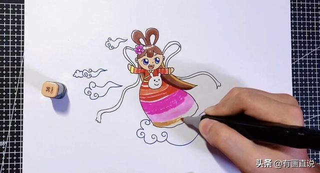 中秋节的嫦娥怎么画简单又漂亮，中秋节主题画第五款嫦娥画法