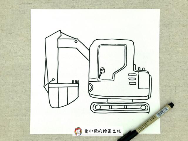 怎么画挖掘机，马克笔课程挖掘机