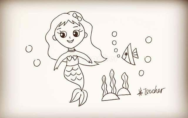 小美人鱼怎么画，美人鱼简笔画教程简单好看（简简单单，教你画一个美人鱼）