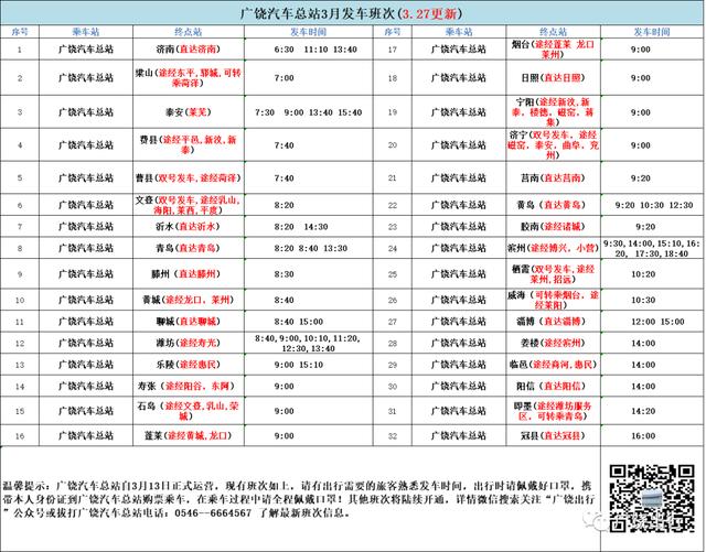 广饶大巴车有几点的票，广饶汽车总站最新发车班次