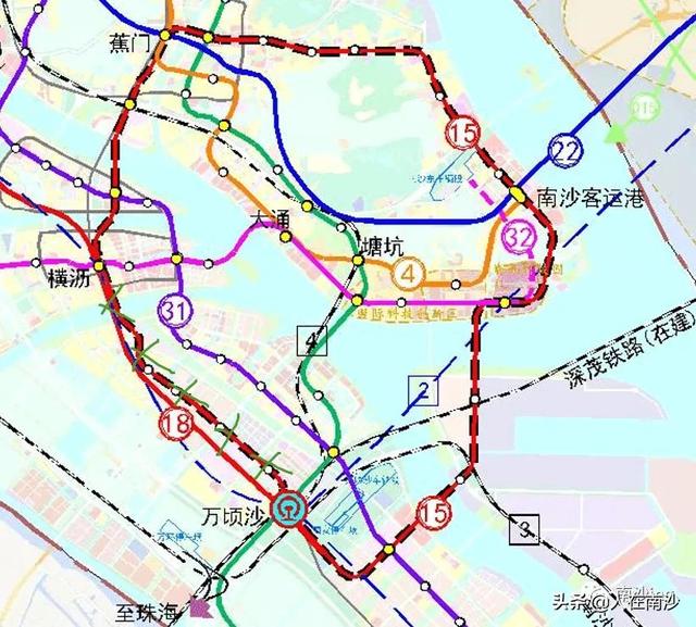 南沙15号线最新规划线路图，南沙人期待的广州地铁15号线走向又有变动