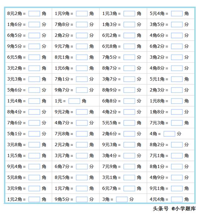 元角分单位换算，元角分之间的换算和计算（小学人民币的换算方法这样学更容易）