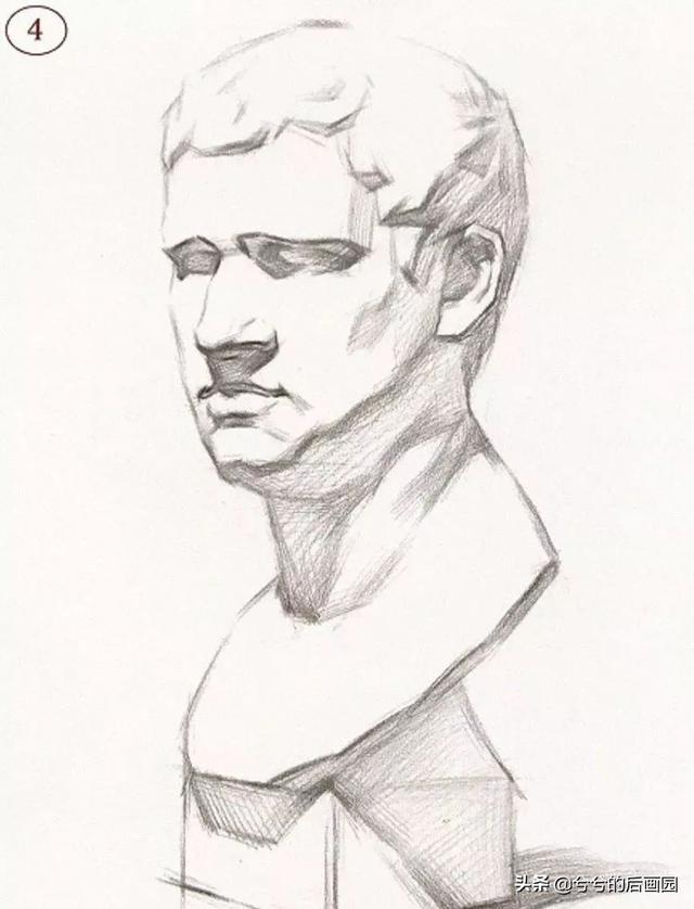 素描石膏头像4个阶段，常见石膏素描头像