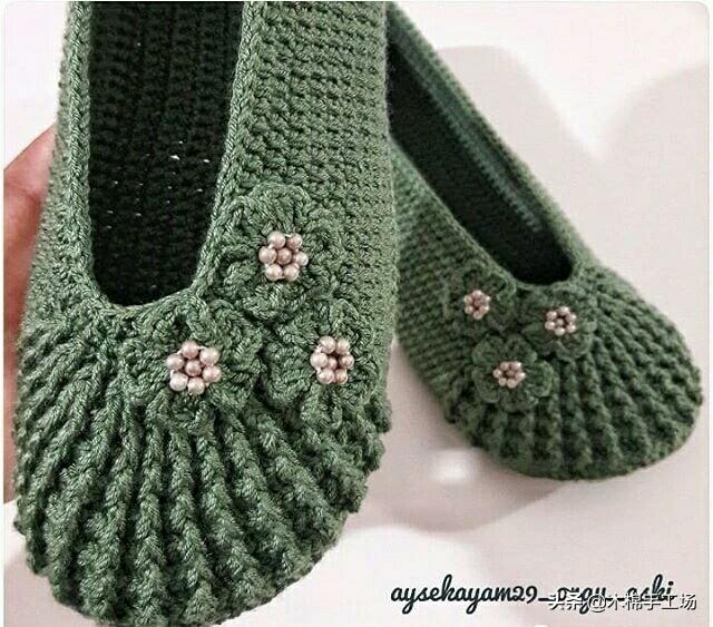 钩鞋子教程从头到尾纯色，像我这样手工钩编一双