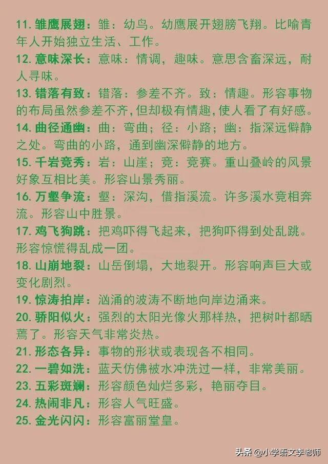 四年级成语大全，四年级100个必背成语（这份四字成语打印贴墙上）