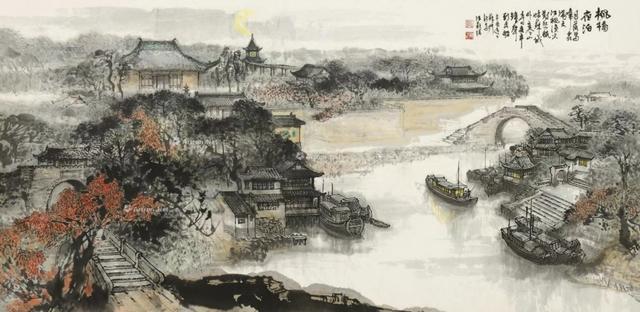 春山夜月诗配画，诗意画月落乌啼霜满天