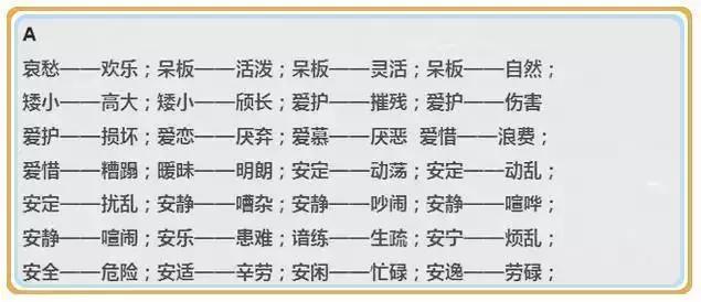 小学语文反义词大全1年级，<上>全册近义词、反义词