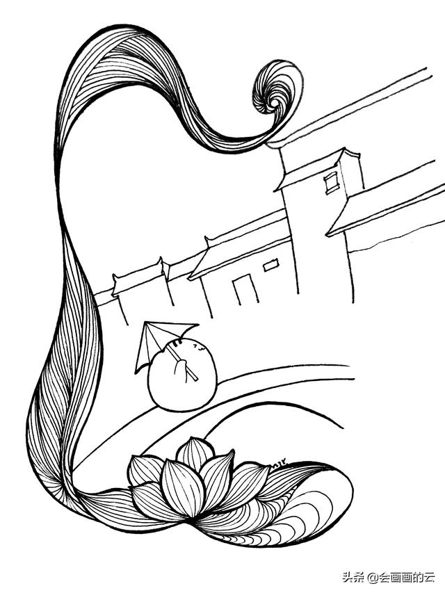 小溪上的桥如何画简笔画，简笔画过程图遇见一座城