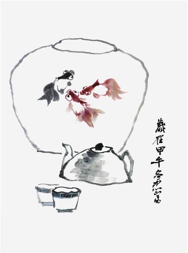 国画金鱼的画法步骤简单，张素贞老师的国画金鱼的详细过程图