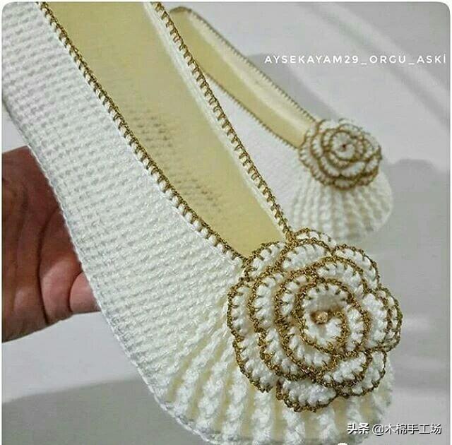 钩鞋子教程从头到尾纯色，像我这样手工钩编一双