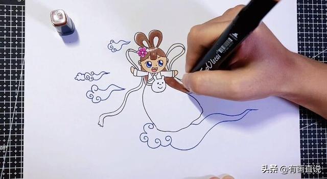 中秋节的嫦娥怎么画简单又漂亮，中秋节主题画第五款嫦娥画法