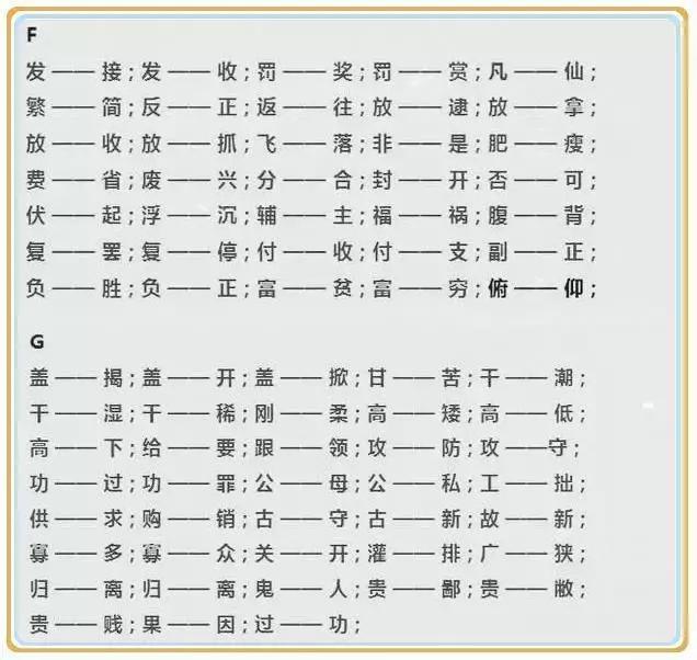 小学语文反义词大全1年级，<上>全册近义词、反义词