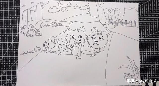 狐假虎威怎么画，狐假虎威简笔画儿童画