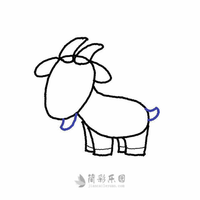 山羊简单画法步骤，儿童简笔画精选-如何用菱形