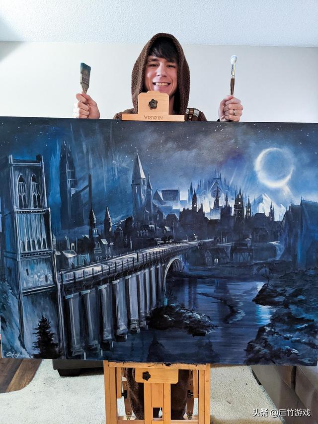 中世纪油画风格，画家用一个多月时间创作了黑魂3