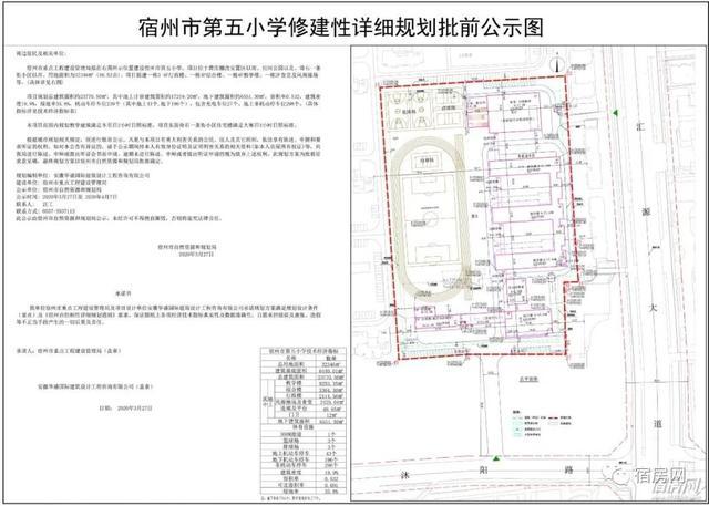 宿州市第五小学修建性详细规划批前公示图红框处为第五小学参考范围