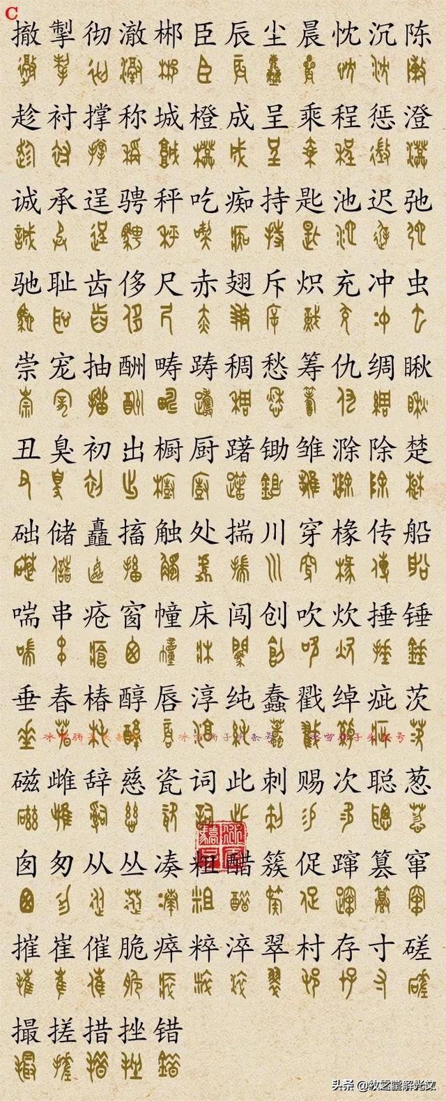 金文大篆书法作品点评，2700个金文大篆楷书对照表