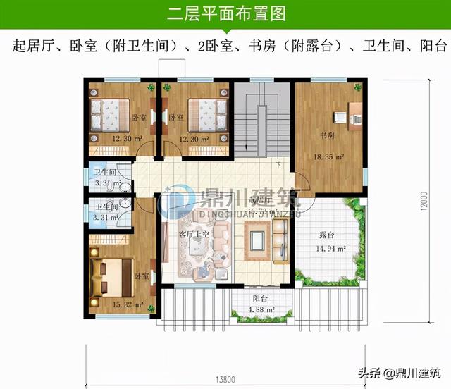 两层复式别墅效果图带院子，4套二层复式别墅