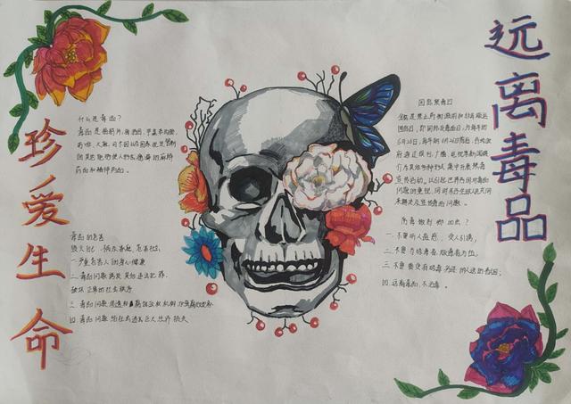 青少年禁毒主题绘画，看看学生娃手绘的禁毒漫画