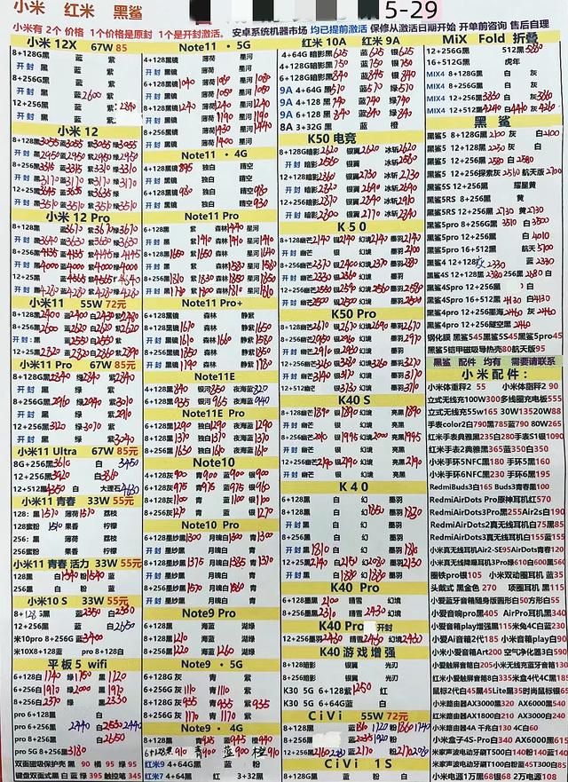 华强北手机报价，12月6日华强北手机报价