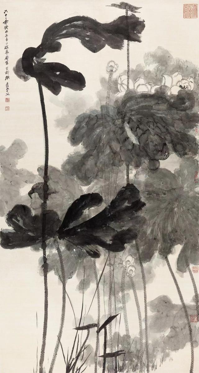 禅意写意荷花200幅，大千居士荷花图赏析