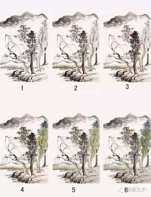二十种山水画技法，图文示范山水画设色技法