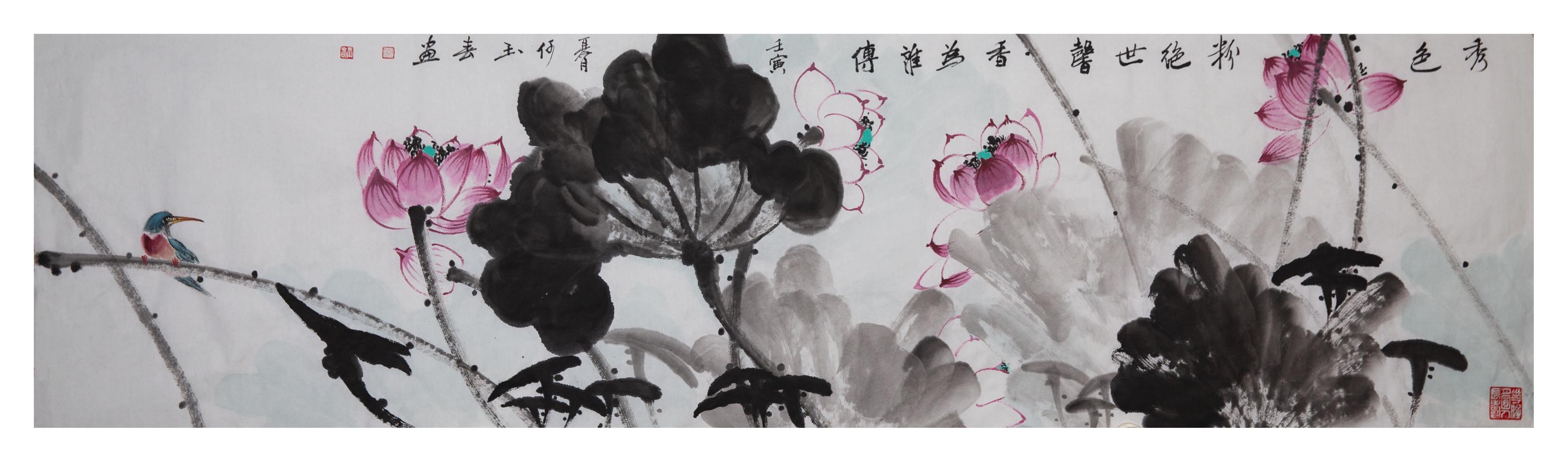 名家禅意水墨荷花，水墨淋漓写荷韵